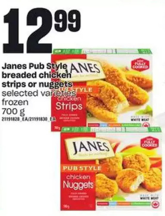 Zehrs Markets Janes pub style breaded chicken strips or nuggets offer