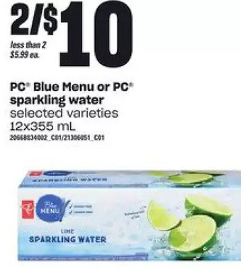 Independent Grocer Pc blue menu or pc sparkling water offer