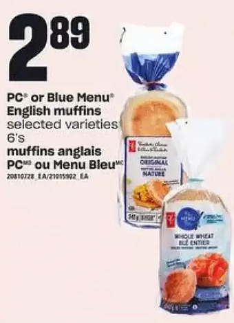 Independent Grocer Pc or blue menu english muffins offer