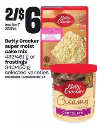 Independent Grocer Betty crocker super moist cake mix or frostings offer