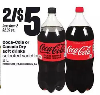 Independent Grocer Coca-cola or canada dry soft drinks offer