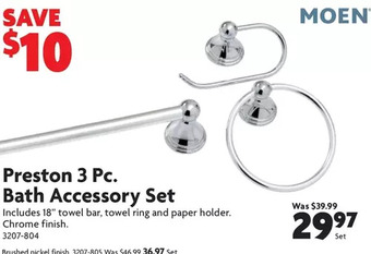 Home Hardware Preston 3 pc. bath accessory set: chrome finish | brushed nickel finish offer