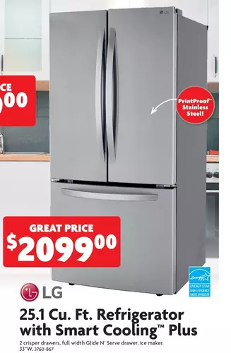 Home Hardware 25.1 cu. ft. refrigerator with smart cooling plus offer