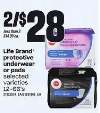 Independent Grocer Life brand protective underwear or pads offer