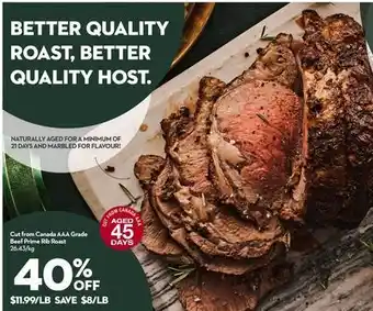 Longo's 40% cut from canada aaa grade beef prime rib roast offer