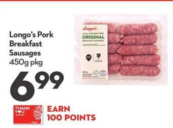 Longo's Longo's pork breakfast sausages offer