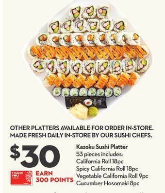Longo's Kazoku sushi platter offer