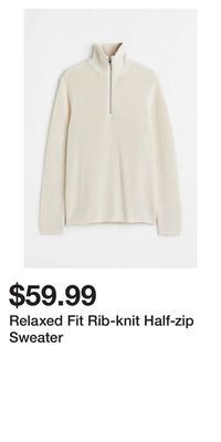 H&M Relaxed fit rib-knit half-zip sweater offer