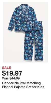 Old Navy Gender-neutral matching flannel pajama set for kids offer