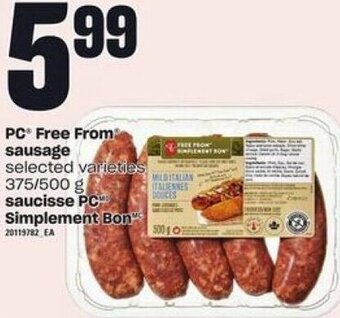 Independent Grocer PC Free From Sausage 375/500 g offer