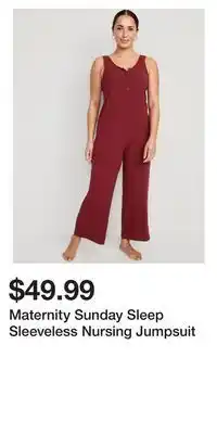 Old Navy Maternity sunday sleep sleeveless nursing jumpsuit offer
