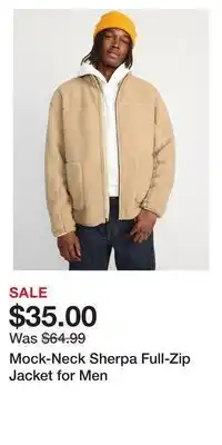Old Navy Mock-neck sherpa full-zip jacket for men offer