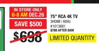 Bad Boy Superstore 75" rca 4k tv offer
