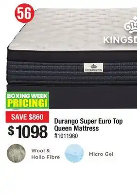 Kingsdown durango super euro top queen mattress