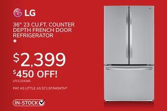 Goemans Appliances Lg 36" 23 cu. ft. counter depth french door refrigerator offer
