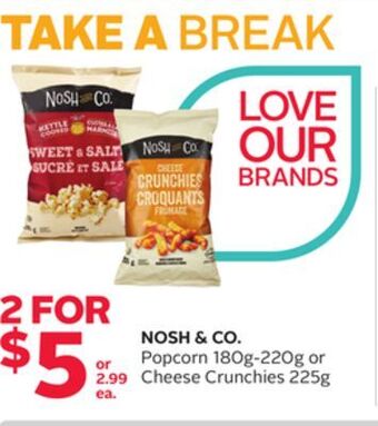Rexall Nosh & co. popcorn 180g-220g or cheese crunchies 225g offer