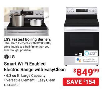 Visions Electronics Lg smart wi-fi enabled electric range with easyclean offer
