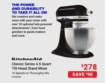 Visions Electronics Kitchenaid classic series 4.5 quart tilt-head stand mixer offer