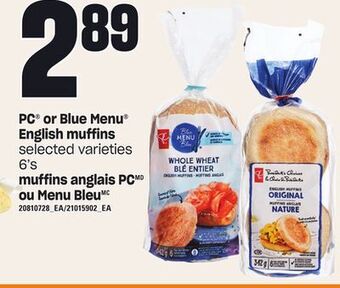 Independent City Market Pc® or blue menu® english muffins, 6's offer