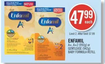 Shoppers Drug Mart Enfamil a+, a+2 (992g) or gentlease (942g) baby formula refill offer