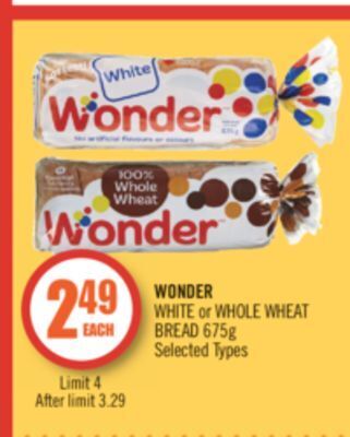 Shoppers Drug Mart Wonder white or whole wheat bread offer
