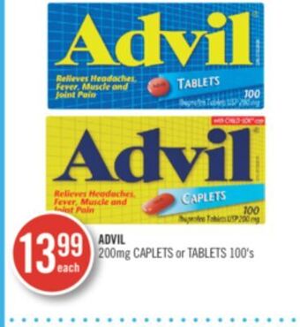 Shoppers Drug Mart Advil 200mg caplets or tablets 100's offer