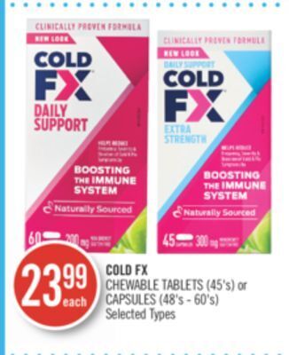 Shoppers Drug Mart Cold fx  chewable tablets (45's) or capsules (48's - 60's) offer