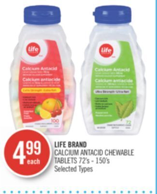 Shoppers Drug Mart Life brand calcium antacid chewable tablets offer