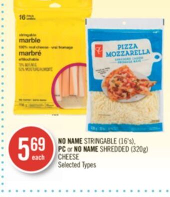 Shoppers Drug Mart No name stringable (16's), pc or no name shredded (320g) cheese offer