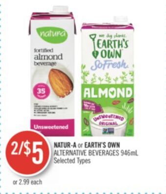 Shoppers Drug Mart Natur-a or earth's own alternative beverages offer