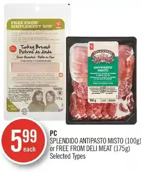 Shoppers Drug Mart Pc splendido antipasto misto or free from deli meat offer