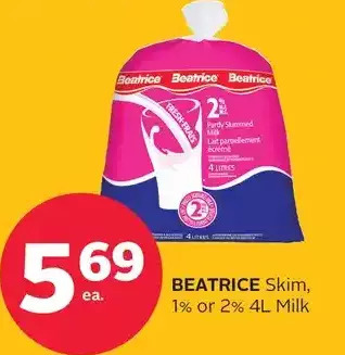 Rexall Beatrice skim, 1% or 2% milk offer