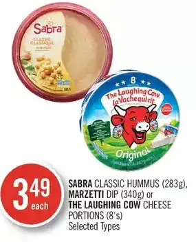 Shoppers Drug Mart Sabra classic hummus, marzetti dip or the laughing cow cheese portions offer