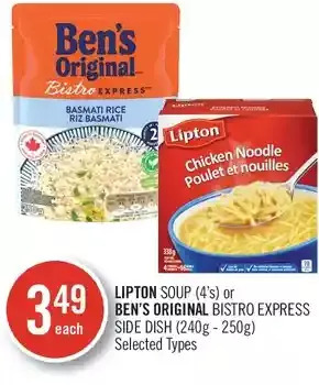 Shoppers Drug Mart Lipton soup or ben's original bistro express side dish offer
