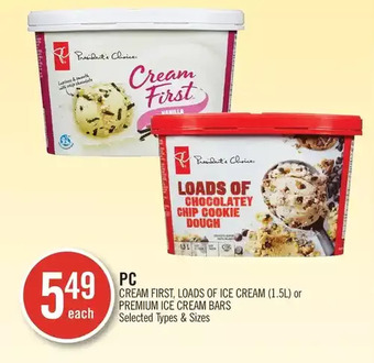 Shoppers Drug Mart Pc cream first, loads of ice cream or premium ice cream bars offer