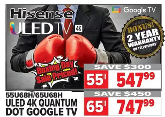 2001 Audio Video Hisense 55" uled 4k quantum dot google tv | 65" offer