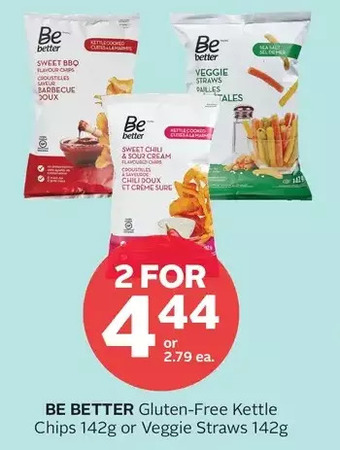 Rexall Be better gluten-free kettle chips or veggie straws offer