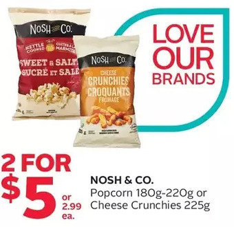 Rexall Nosh & co. popcorn or cheese crunchies offer