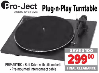 2001 Audio Video Pro-ject plug-n-play turntable offer