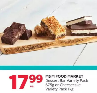 Rexall M&m food market dessert bar variety pack or cheesecake variety pack offer