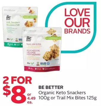 Rexall Be better organic keto snackers or trail mix bites offer