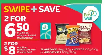 Rexall Smartfood, cheetos or miss vickie's offer