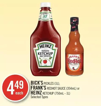 Shoppers Drug Mart Bick's pickles, frank's redhot sauce or heinz ketchup offer