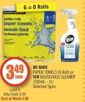 Shoppers Drug Mart No name paper towels or vim household cleaner offer