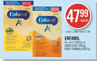 Shoppers Drug Mart Enfamil a+, a+2 or gentlease baby formula refill offer