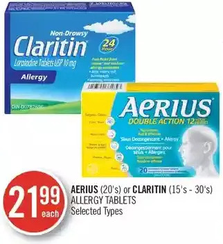 Shoppers Drug Mart Aerius or claritin allergy tablets offer
