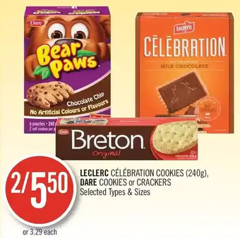 Shoppers Drug Mart Leclerc celebration cookies, dare cookies or crackers offer