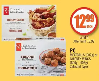 Shoppers Drug Mart Pc meatballs or chicken wings offer