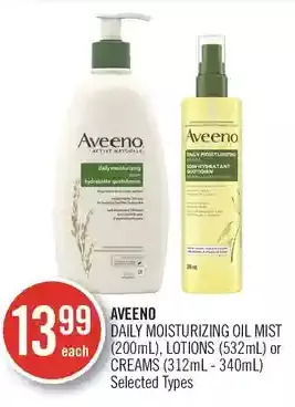 Shoppers Drug Mart Aveeno daily moisturizing oil mist, lotions or creams offer