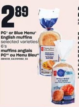 Independent Grocer PC or Blue Menu English Muffins 6's offer